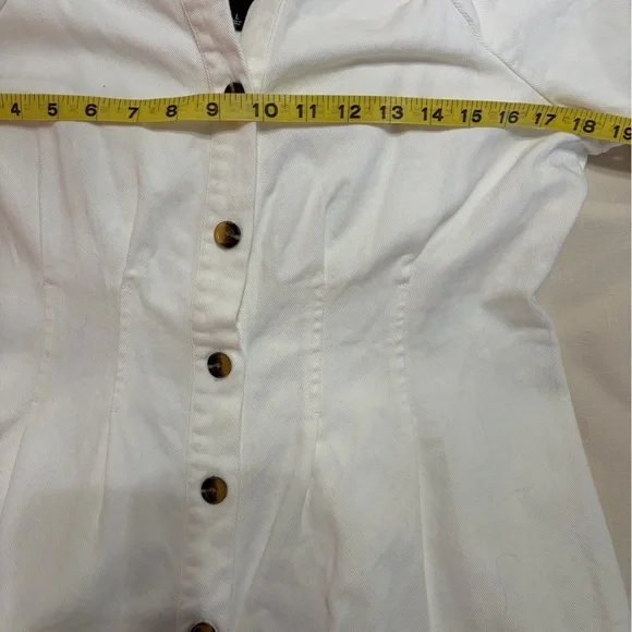 Who What Wear White Puff Sleeve Denim Dress Size L | 100% Cotton - Picture 9 of 14